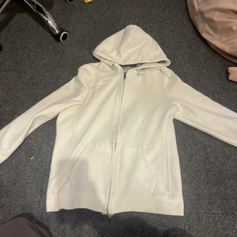 White zip up champion hoodie